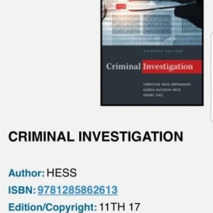 Manual solution For Criminal Investigation 11 by Kären M. Hess, Christine Hess Orthmann, Henry Lim Cho