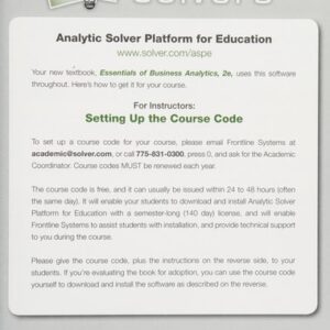 Manual solution For Essentials of Business Analytics 2 by Jeffrey D. Camm, James J. Cochran, Michael J. Fry, Jeffrey W. Ohlmann, David R. Anderson