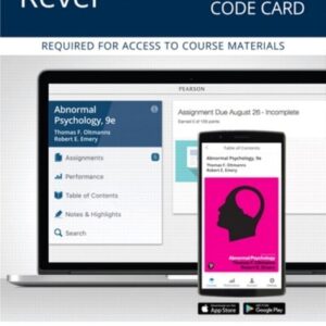 Manual solution For Abnormal Psychology -- Revel Access Code (What's New in Psychology) 9 by Thomas Oltmanns, Robert Emery